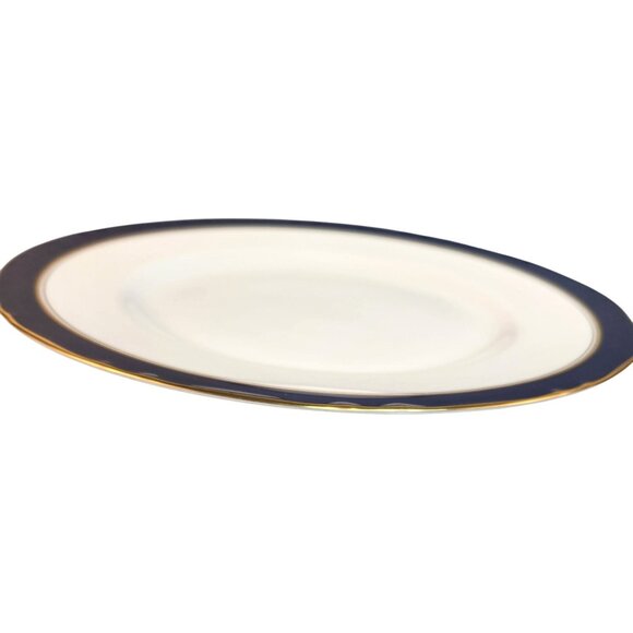 Royal Worcester Cavendish Blue Bone China Dinner Plate Gold Trim 1981 Made In En - Picture 6 of 12